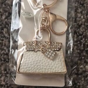 Elegant White and Gold Purse Keychain